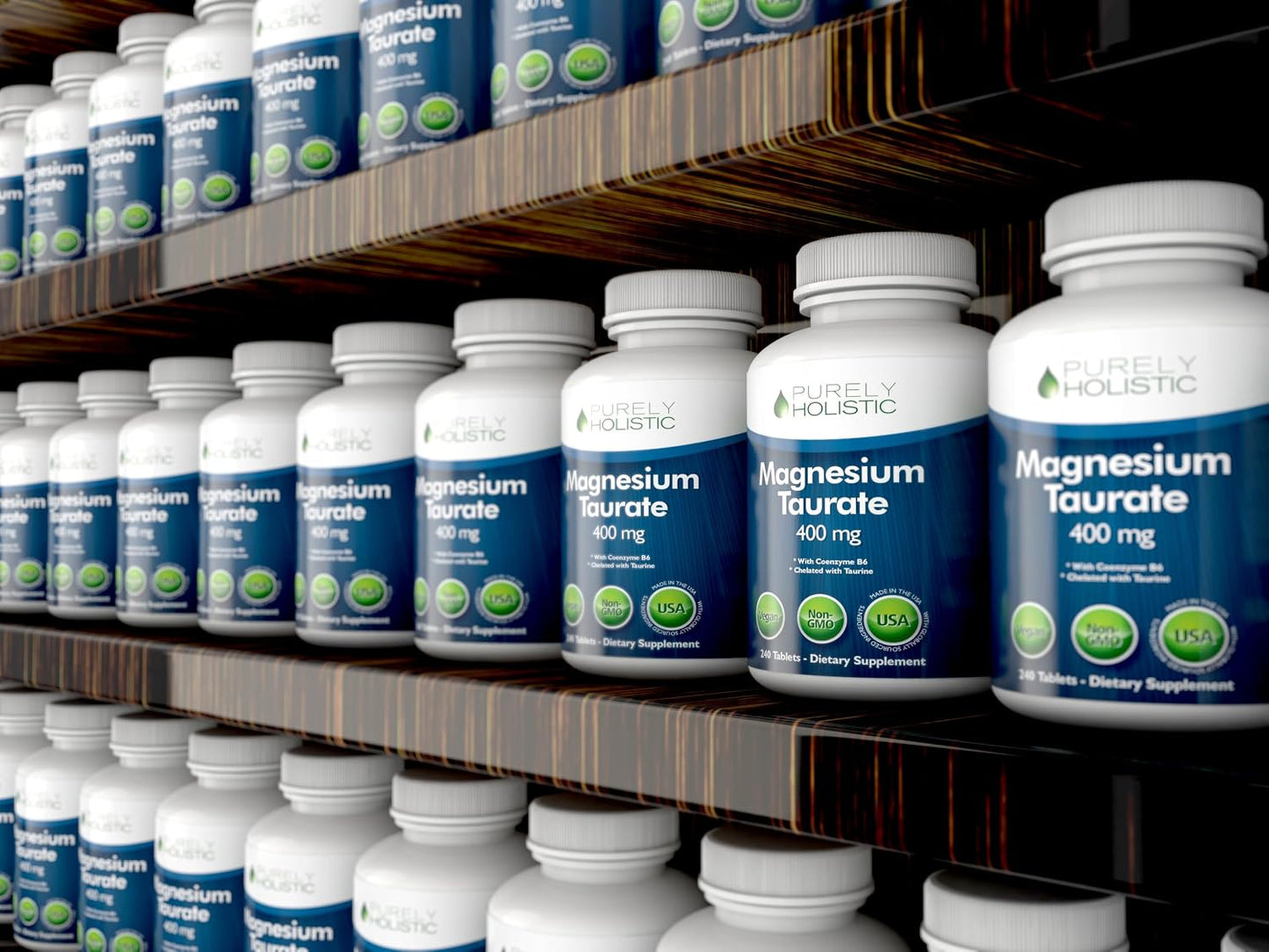 Magnesium Taurate 400MG Elemental Magnesium Per Serving, 4 Month Supply | Heart Health & Nervous System Support, High Absorption Mag Taurate Complex with Vitamin B6, Vegan & Non-GMO, 240 Tablets