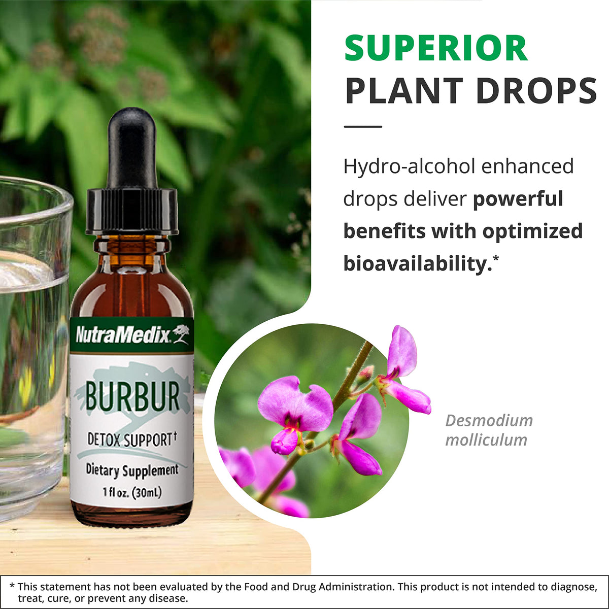 NutraMedix Burbur Detox Support Supplement - Desmodium Molliculum Extract Drops