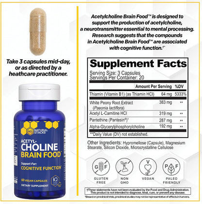 NATURAL STACKS Brain Food Bundle - for Mental Drive, Cognitive Function, Positive Mood & Relaxation* - Brain Supplements for Adults - 240 Total Capsules