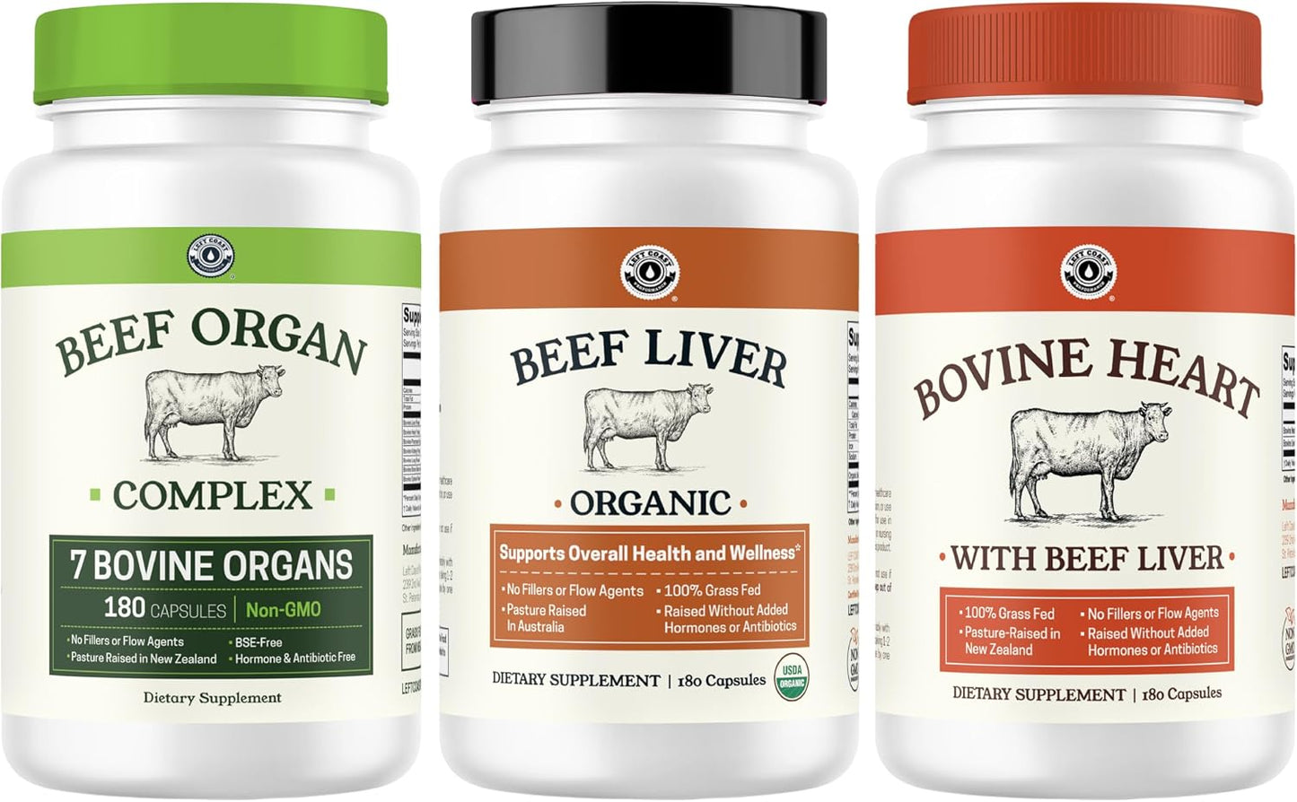 Beef Organ Complex + Organic Beef Liver + Grass Fed Heart & Liver Supplements - Organic Nutrient Dense Superfood for Overall Energy, Health, & Wellness - No Fillers, Freeze Dried Supplements