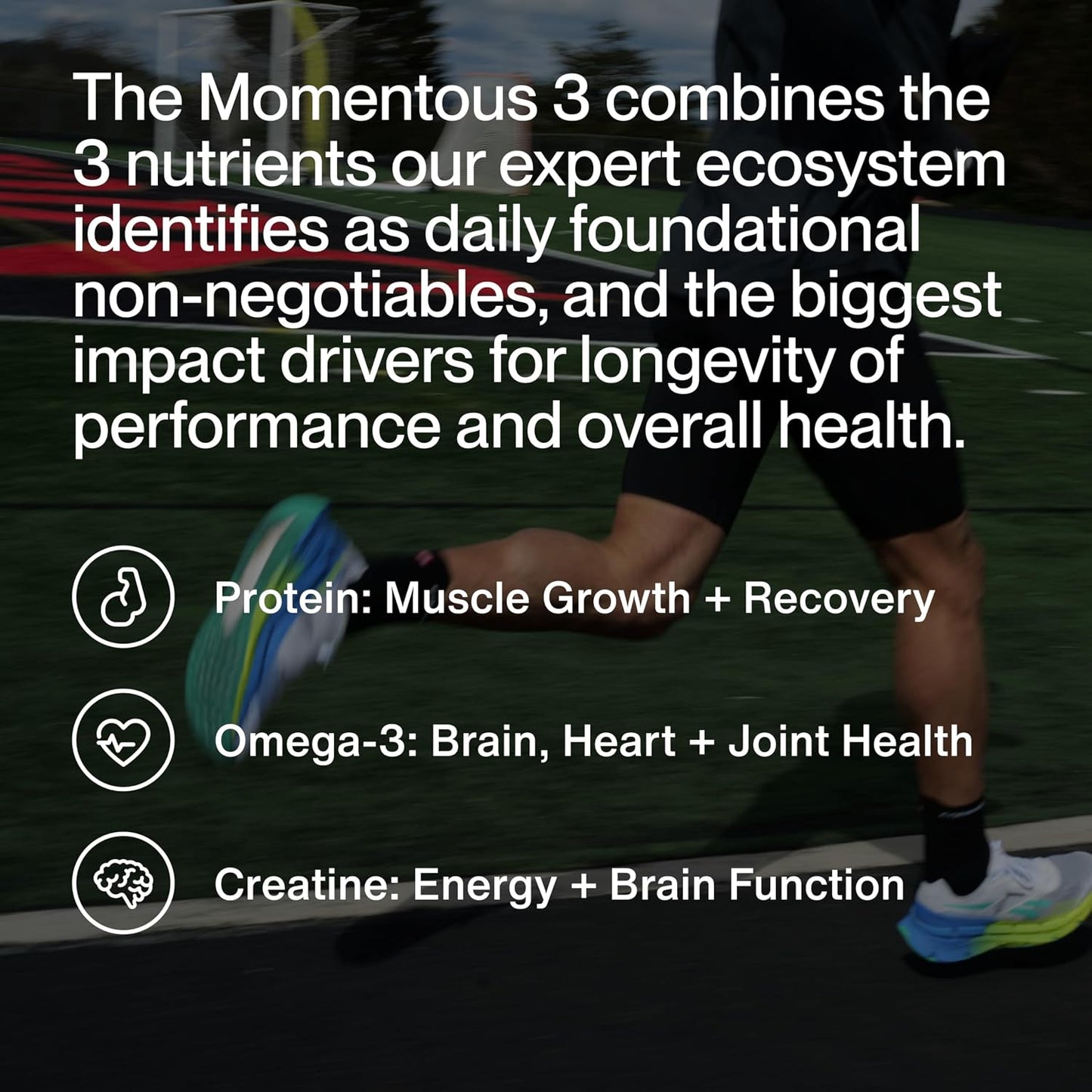 Momentous Three - Creatine Monohydrate Powder (90 Servings), Grass-Fed Whey Protein Powder (Vanilla) & Omega-3 Fish Oil 1600mg - Daily Essentials for Strength, Performance & Lean Muscle Recovery