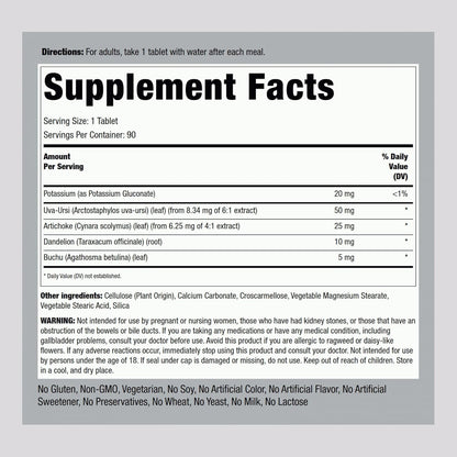 Piping Rock Water Pill for Men and Women | 90 Tablets | Super Strength Supplement with Potassium |Vegetarian, Non-GMO, Gluten Free