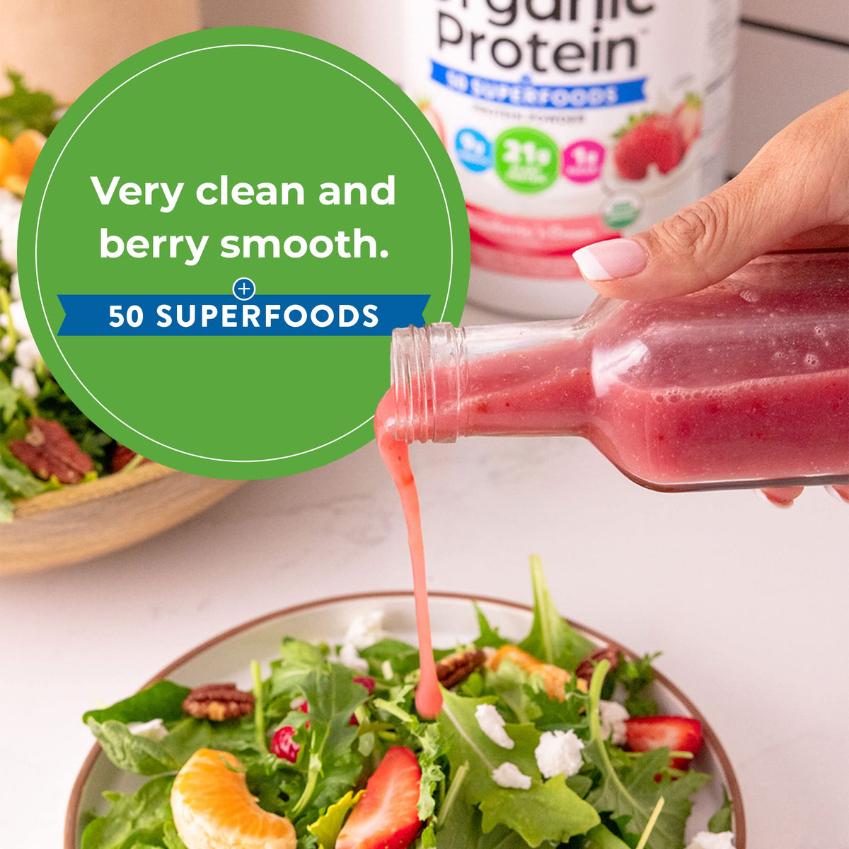 Orgain Organic Vegan Protein Powder + 50 Superfoods, Strawberries and Cream