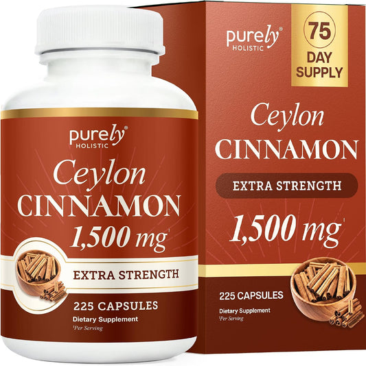 Ceylon Cinnamon Capsules 1500MG, 75 Servings, Powerful Antioxidant Activity | True Sri Lankan Ceylon Cinnamon Supplements, Daily Nutritional Balance Support, Vegan & Non-GMO, 225 Capsules (75 Day Supply)