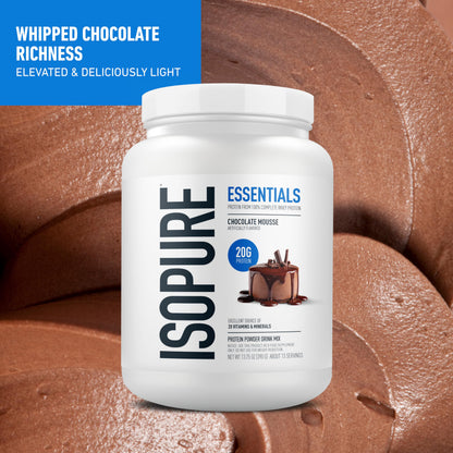 Isopure Essentials 100% Whey Protein Powder, with Vitamins, 20g Protein Per Serving, Unflavored, 13 Servings (Pack of 1)