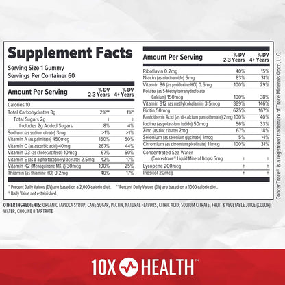 10X Health Kids Multivitamin - 60ct, Strawberry Watermelon | Immunity Gummies for Kids: Complete Daily Nutrition, Bones & Energy, Strawberry Watermelon