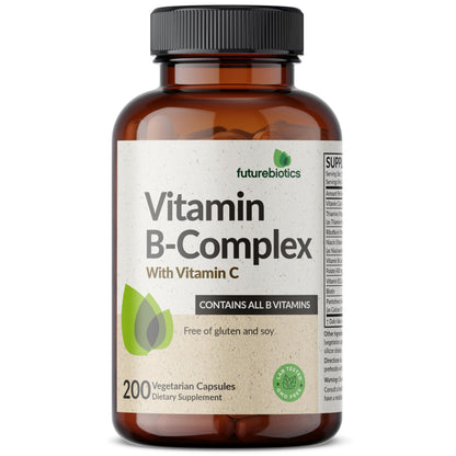 Futurebiotics Vitamin B Complex with Vitamin C Supports Energy Production, Nervous System & Immune Support - Non-GMO, 120 Vegetarian Capsules