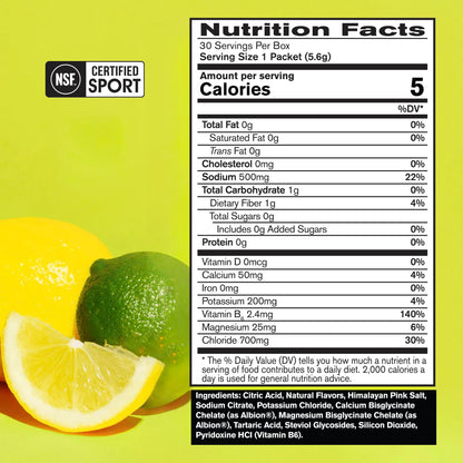 BARE PERFORMANCE NUTRITION BPN Electrolytes Hydration Drink Mix | Sugar Free Electrolyte Powder | 500mg Sodium per Serving | Naturally Sweetened | Lemon Lime, 50 Servings | Zero Sugar, 500mg Sodium per Serving, Naturally Sweetened