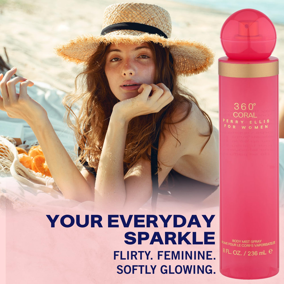 Perry Ellis 360° Coral Eau De Parfum Spray for Women, 3.4 Fl Oz (100 mL)