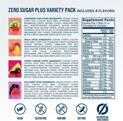 DripDrop Hydration Zero Sugar Plus Electrolyte Packets, Bundle, 16 Ct | Raspberry Lemonade, Watermelon, Tangerine, Tropical Punch, Strawberry Kiwi, Peach, Cherry Limeade, Wild Berry; Sugar Free