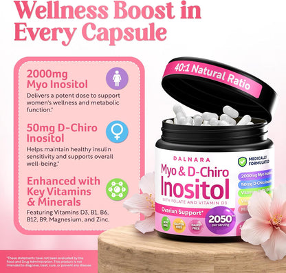 Myo-Inositol & D-Chiro Inositol Supplement for Women 120ct Ideal 40:1 Ratio