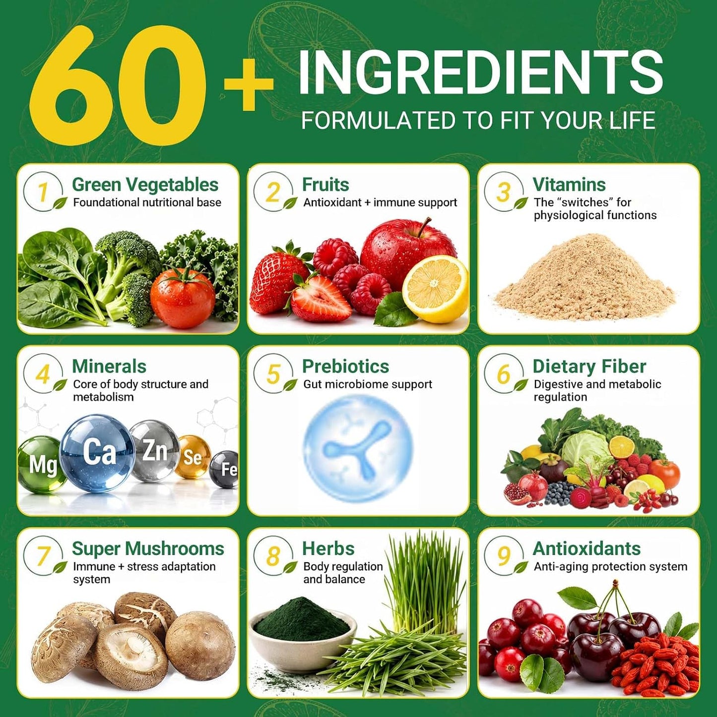 Greens Daily Gummies, Super Greens Multivitamin Gummy for Women and Men, Superfood Gummies with Spirulina, Chlorella, Adaptogens,Fruits, Vegetables, Support Digestion Gut Health - 20 Servings