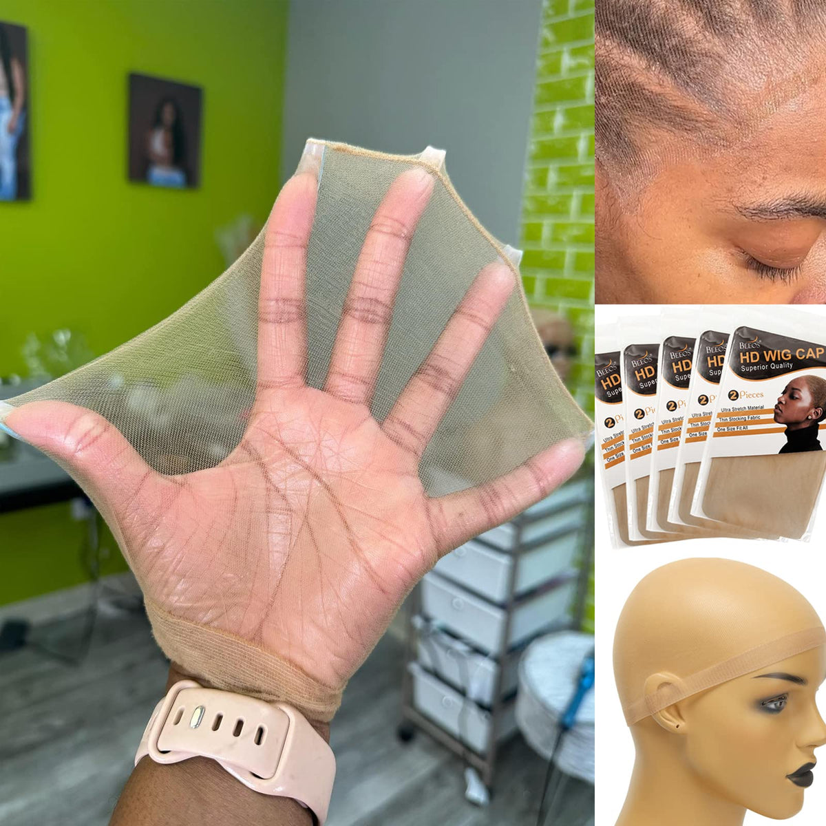 BEEOS SKINLIKE Real HD Wig Caps, 10 Pieces Ultra-thin Invisible and Breathable Stretchy 