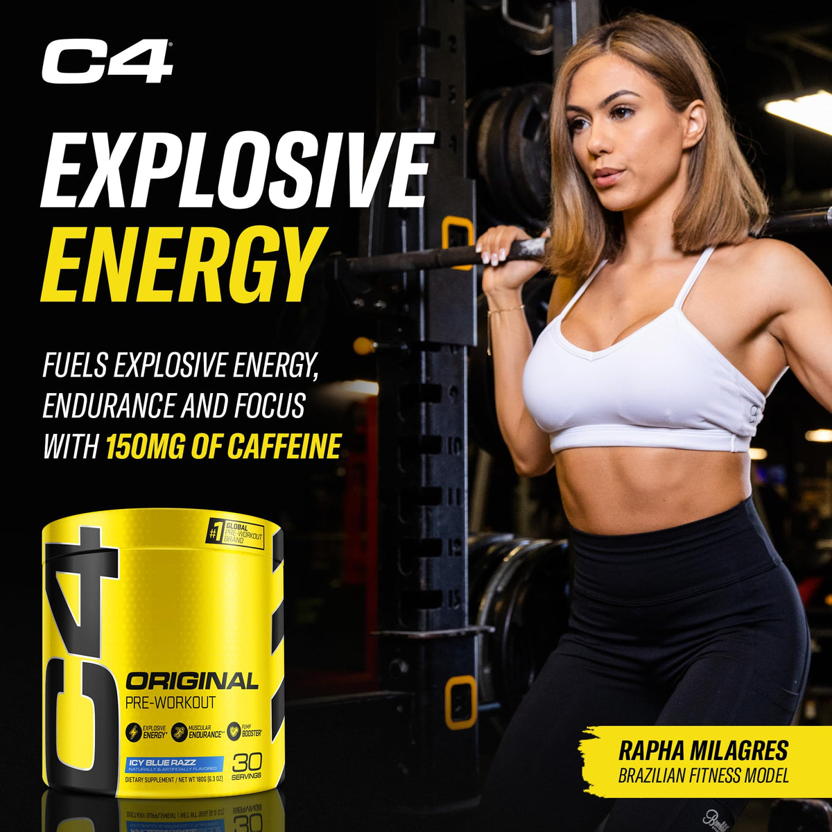 Cellucor Pre Workout & Creatine Bundle, C4 Original Pre Workout Powder, Icy Blue Razz