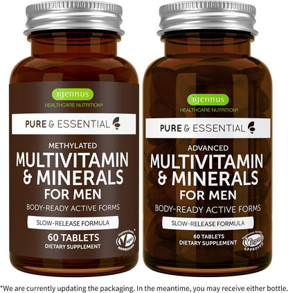 Neurobalance + Multivitamin & Minerals for Men Vegan Bundle, High Absorption Zinc, Magnesium & B6 Supplement + Sustained Release Multivitamin by Igennus