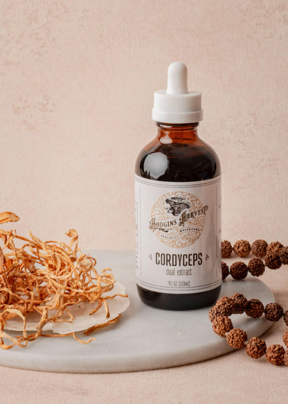 Hodgins Harvest Organic Lion's Mane Fruiting Body Extract Tincture - Mushroom Supplement for Brain Health and Mental Focus - Dual Extract Formula - Extra Concentrated - 4 fl oz Bottle