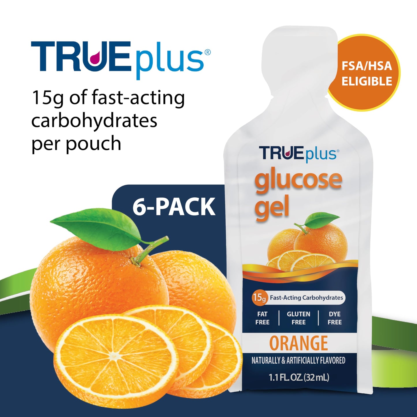 TRUEplus Glucose Gel Pouch, 15g Carbohydrates, Fruit Punch Flavor, 6 Pack | 15g Fast-Acting Carbohydrates Per Serving, Fat Free, Gluten Free, Boosts Energy, Great Tasting and Easy to Use