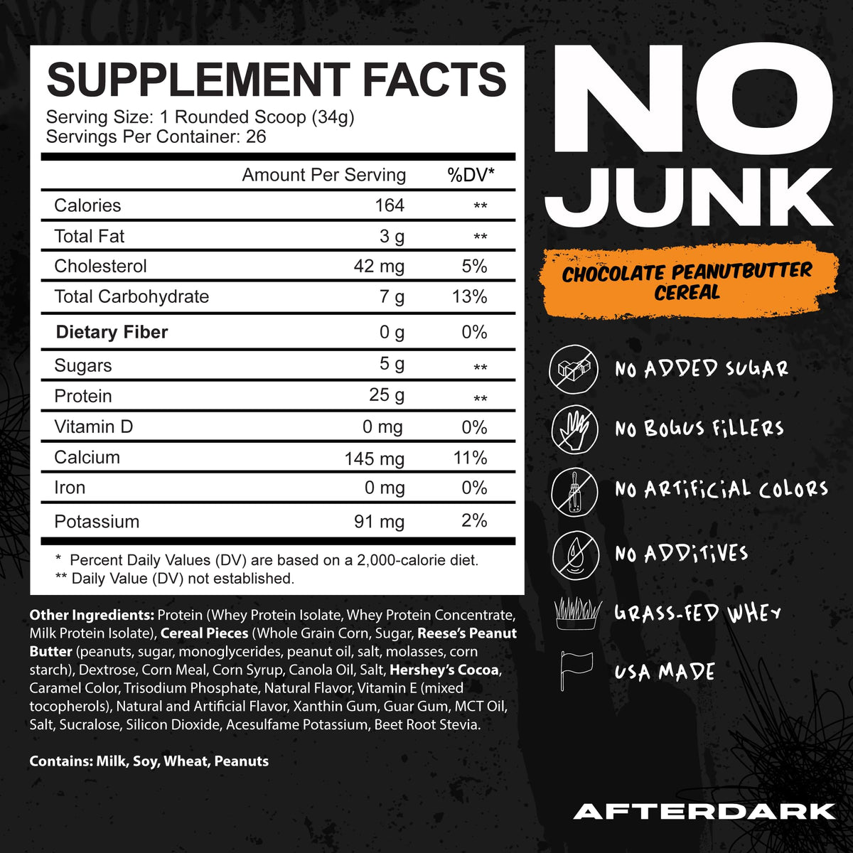 AFTERDARK AfterBites Whey Protein Powder, 25g Protein, 4.5g BCAA’s, Easy Dissolving