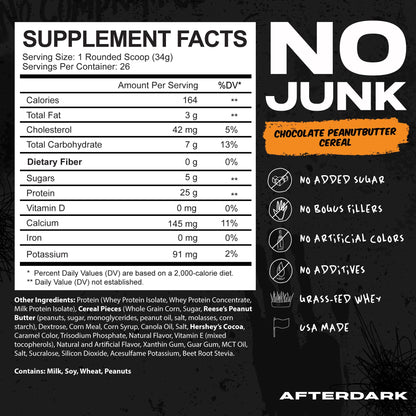 AFTERDARK AfterBites Whey Protein Powder, 25g Protein, 4.5g BCAA’s, Easy Dissolving