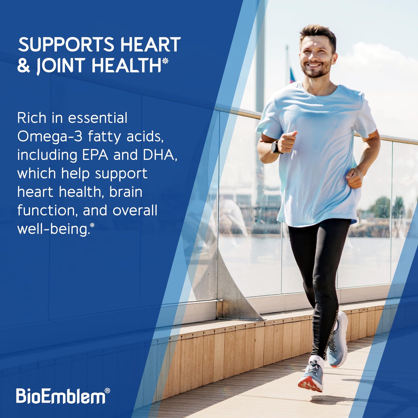 BioEmblem Omega-3 Fish Oil 2000mg Per Serving - Small Size Softgels, High Absorption Form, Sustainable - EPA &DHA Plus Vitamin D3, Non-GMO, Heart, Joint, & Brain Health Fish Oil Supplement, 360 Ct