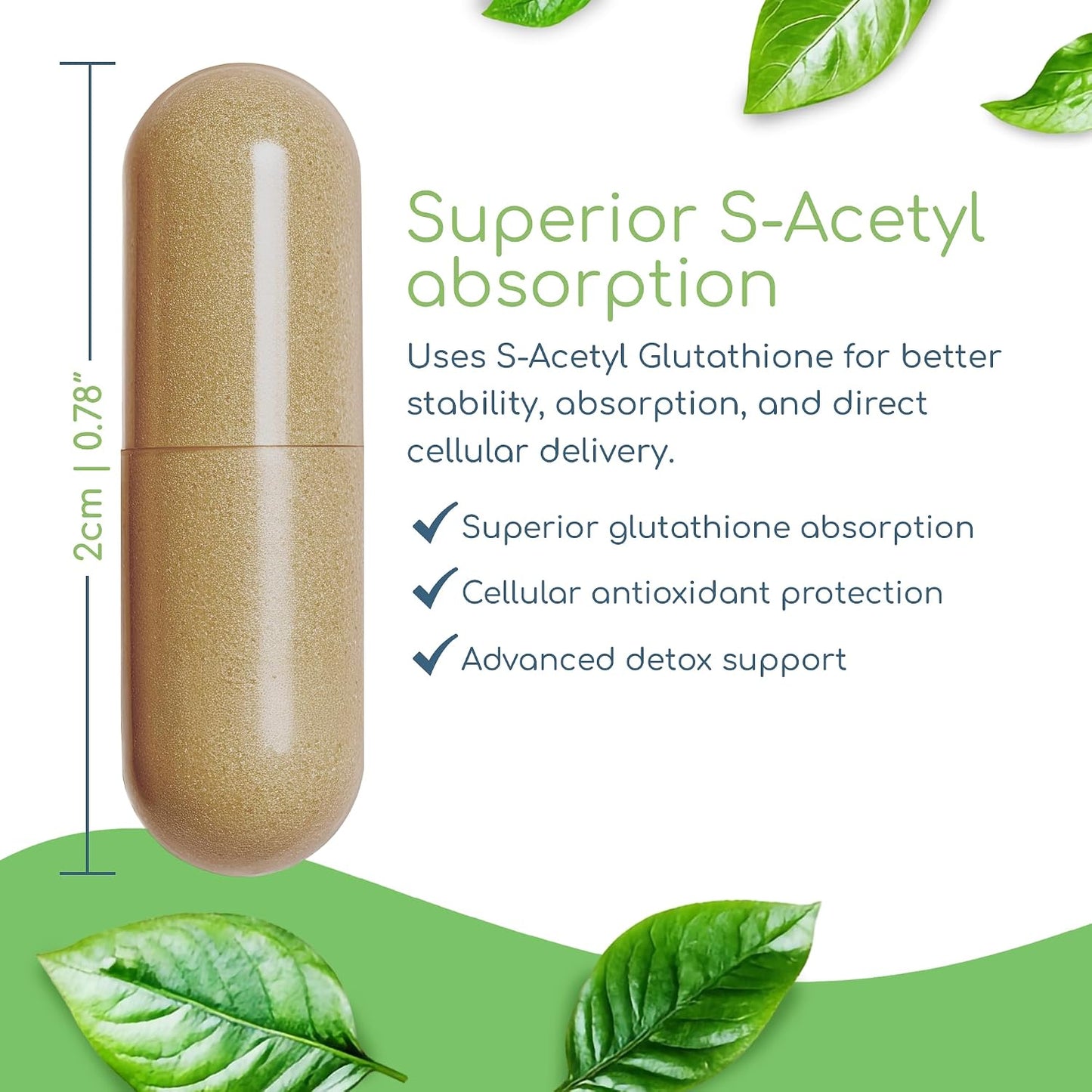 Glutathione Symmetry | S-Acetyl Glutathione Supplement | Antioxidants & Detoxification Supplement | Natural Cellular Support | All-Natural, Vegan, Non-GMO, 120 caps