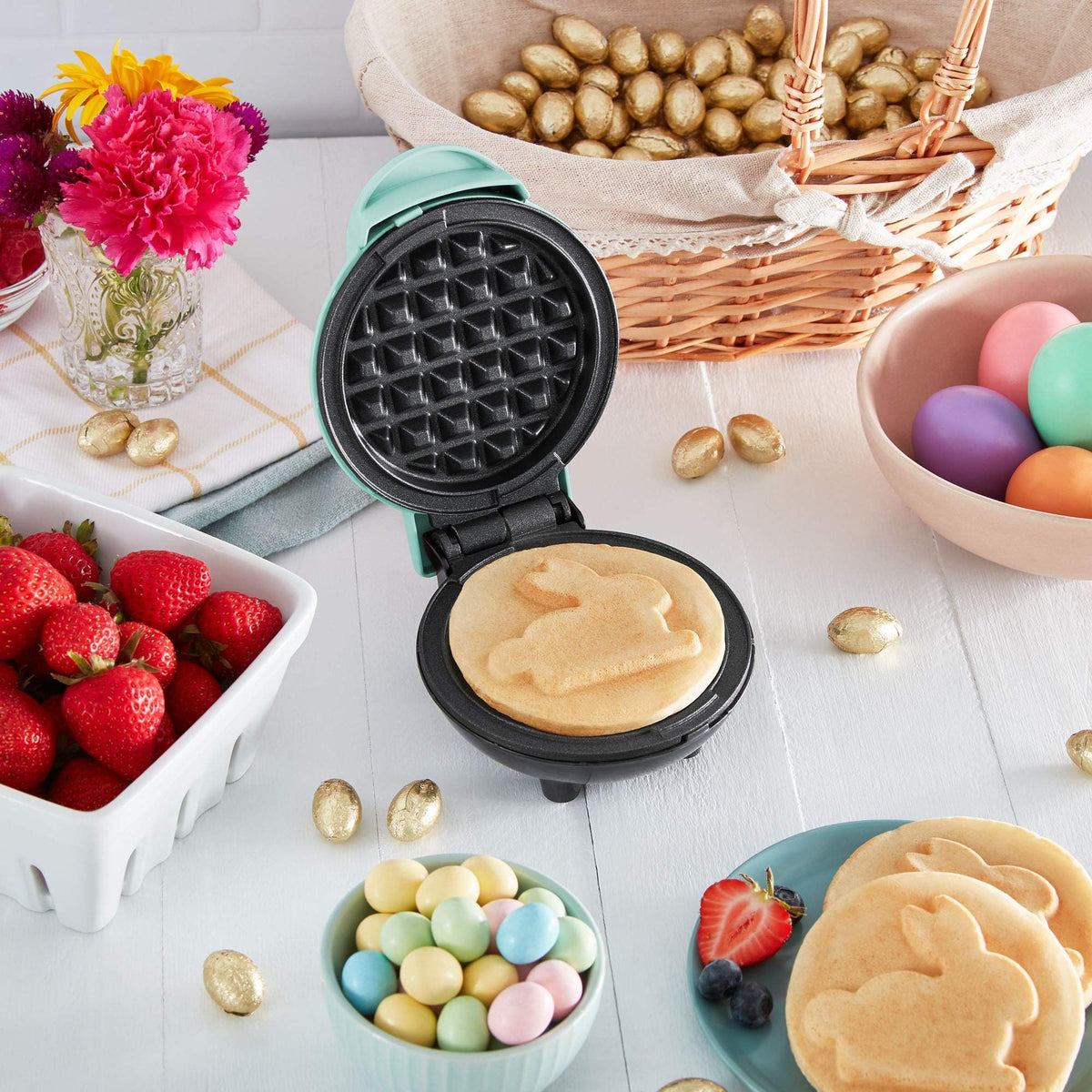 DASH Mini Maker for Individual Waffles, Hash Browns, Keto Chaffles with Easy to Clean