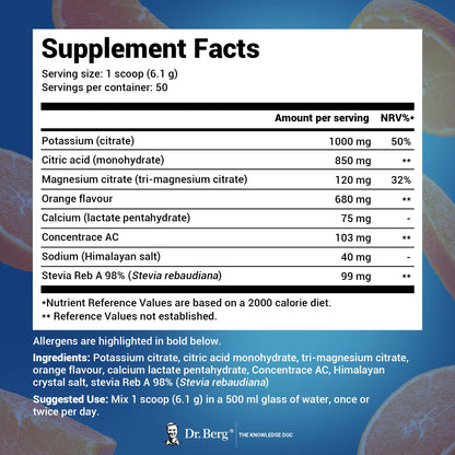 Dr. Berg Electrolyte Powder - Electrolyte Drink Supplements with 1000mg Potassium
