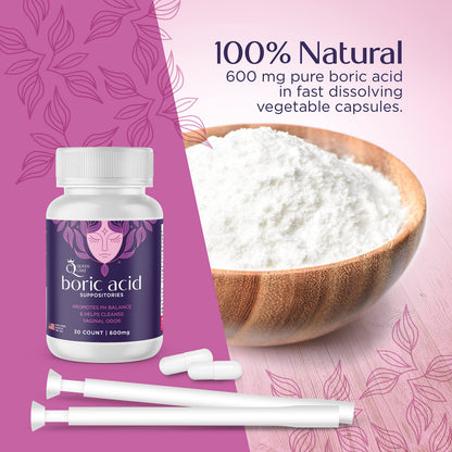 Queen Care - Boric Acid Suppositories & Applicators, Complete Feminine Care, PH Balance for Women