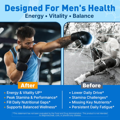 Methylated Multivitamin for Men Gummies + Omega-3, Supergreens, Lycopene, Methylfolate & B12, D3 K2, Vitamin A, C, E, B Complex for Methylation, Nutrition Gaps, Focus, Energy, Vegan, Sugar Free, 60 Cs