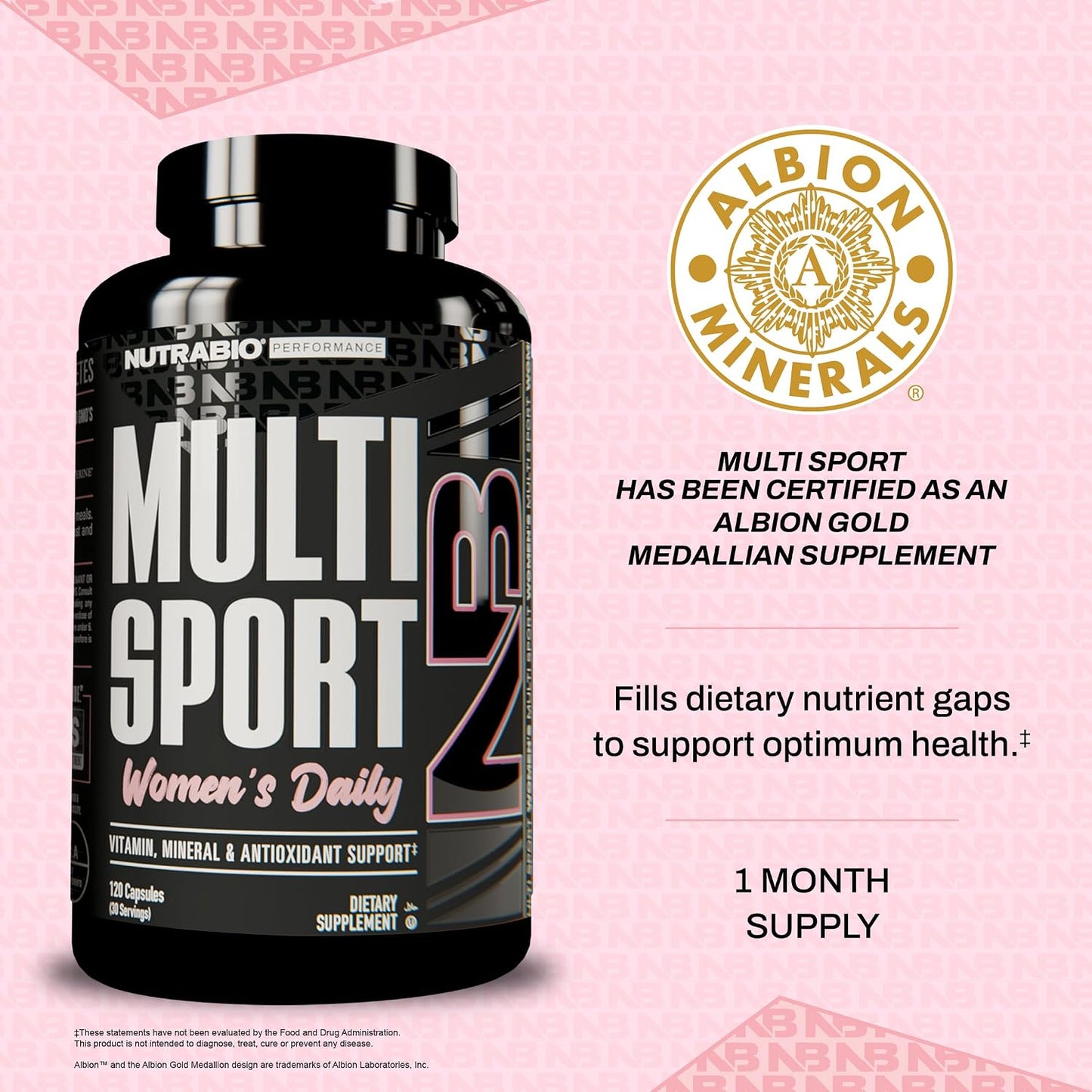 NutraBio Multisport for Women - Womens MultiVitamin - 33 Vitamins, Minerals, Micronutrients - Rich in Antioxidants - Supports Peak Athletic Performance, Energy, Metabolism (120 Vegetable Capsules)