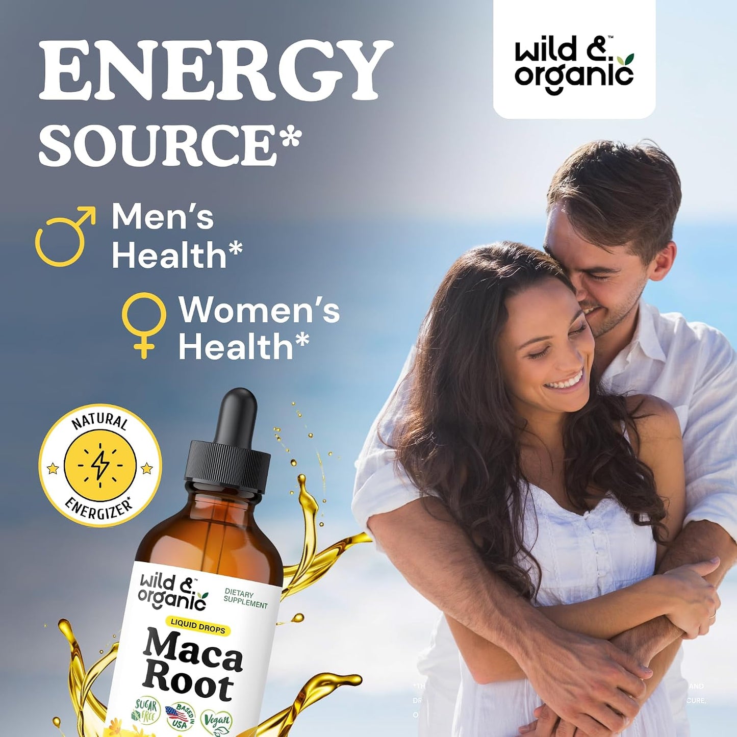 Wild & Organic Maca Root Liquid Drops for Men & Women - Peruvian Maca Tincture for Overall Support - Vegan, Sugar & Alcohol-Free Supplement - 4 fl oz
