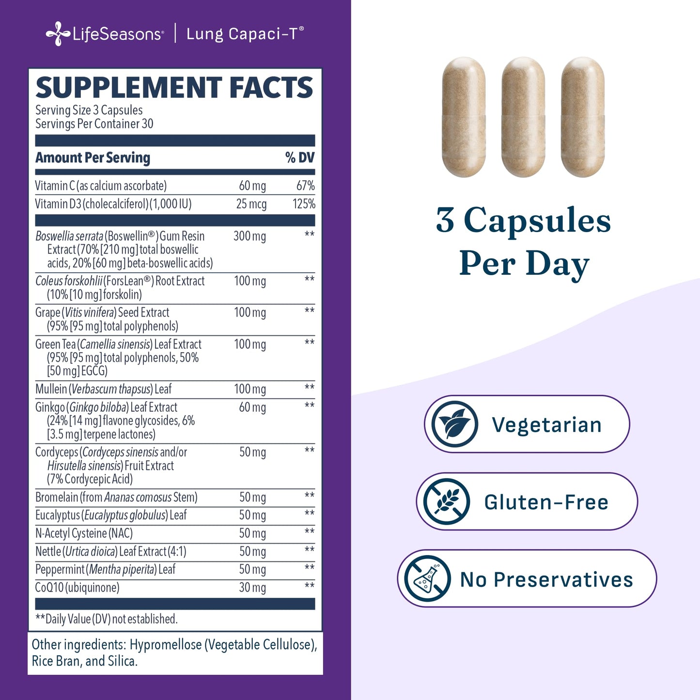 Lung Capaci-T - Respiratory Support Supplement - CoQ10, N-Acetyl Cysteine, Boswellia, Eucalyptus, Mullein, Green Tea, Nettle & Peppermint - Increases Oxygen Capacity & Reduces Mucus - 90 Capsules