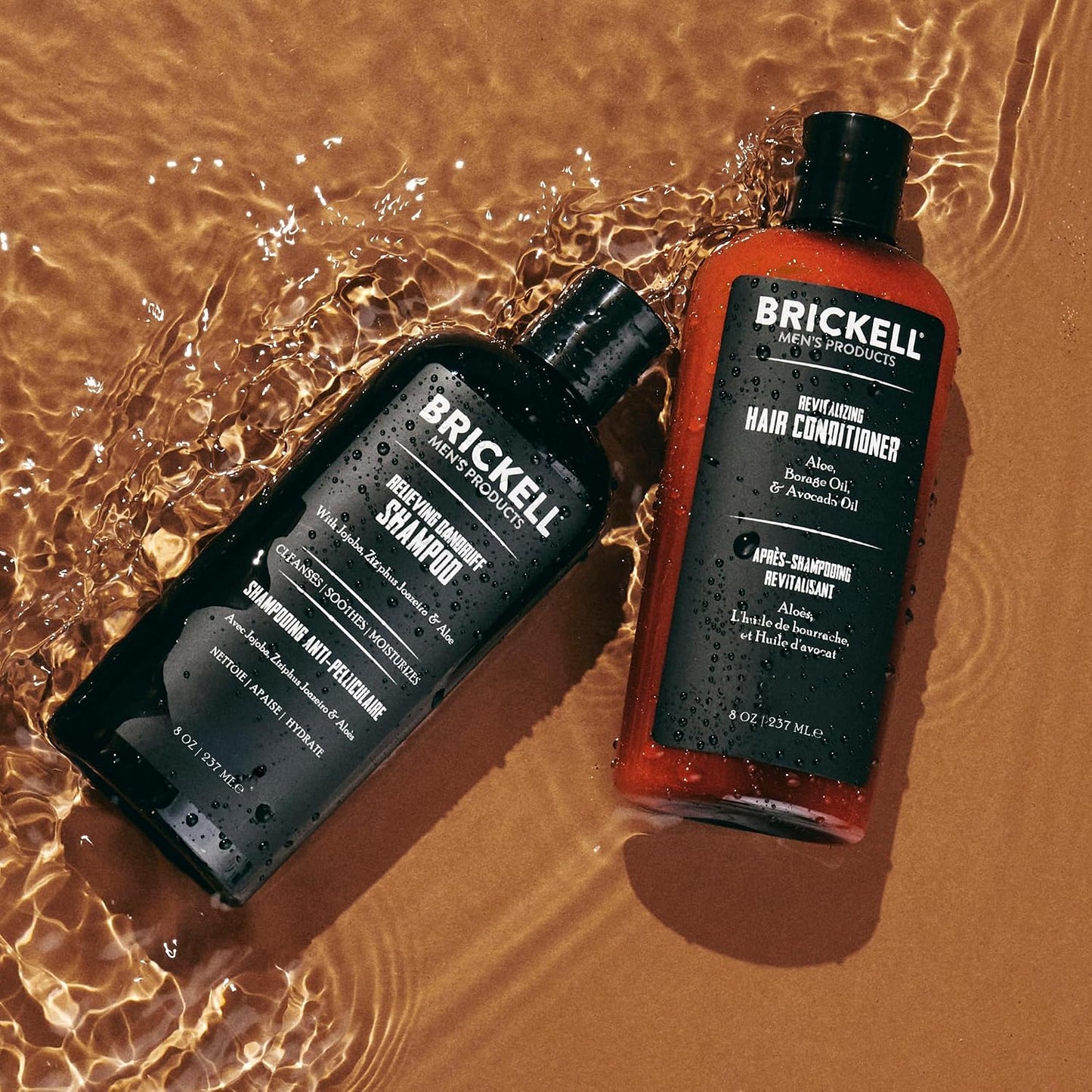 Brickell Men's Daily Relieving Hair Care Routine, Dandruff Shampoo & Conditioner Set For Men, With Salicylic Acid, Jojoba, and Zizyphus Joazeiro, Scented