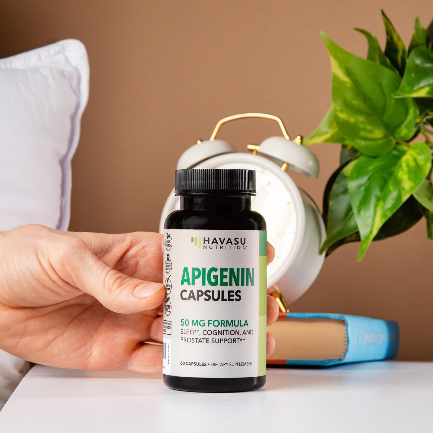 Apigenin Capsules 50mg, 60 Count, Sleep & Cognitive Support Supplement | Melatonin-Free Sleep Support, Chamomile Flavonoid for Relaxation & Cognitive Function, Vegan, Non-GMO, 2-Month Supply