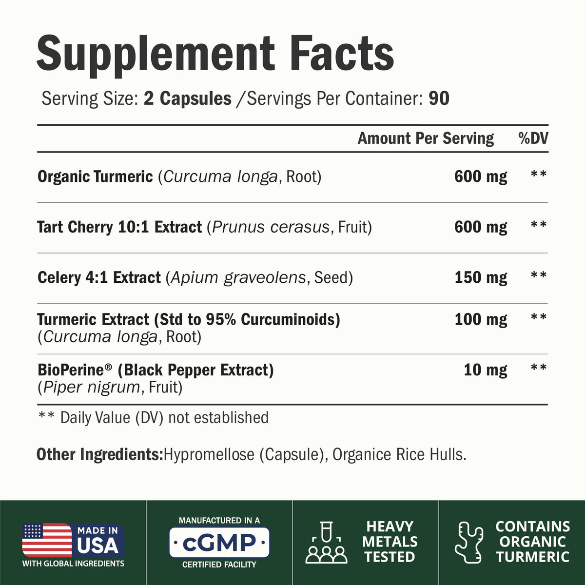 Tart Cherry Capsules with Turmeric 600mg for Uric Acid & Joint Health 60 Ct