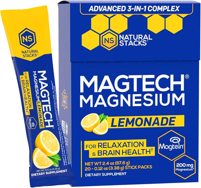 Magtech Magnesium Lemonade & Magtech Hydration Powder with Creatine - Sugar Free Magnesium Powder - Supports Hydration & Brain Health - 34 Total Servings
