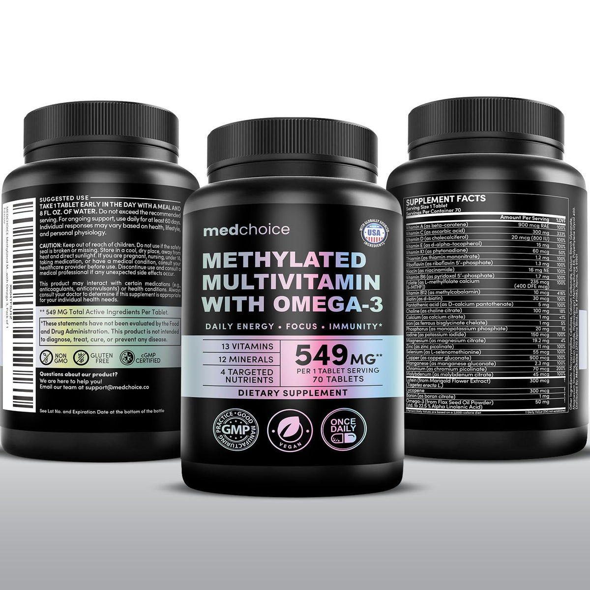 MEDCHOICE Complete 29-in-1 Methylated Multivitamin with Omega-3, 70ct