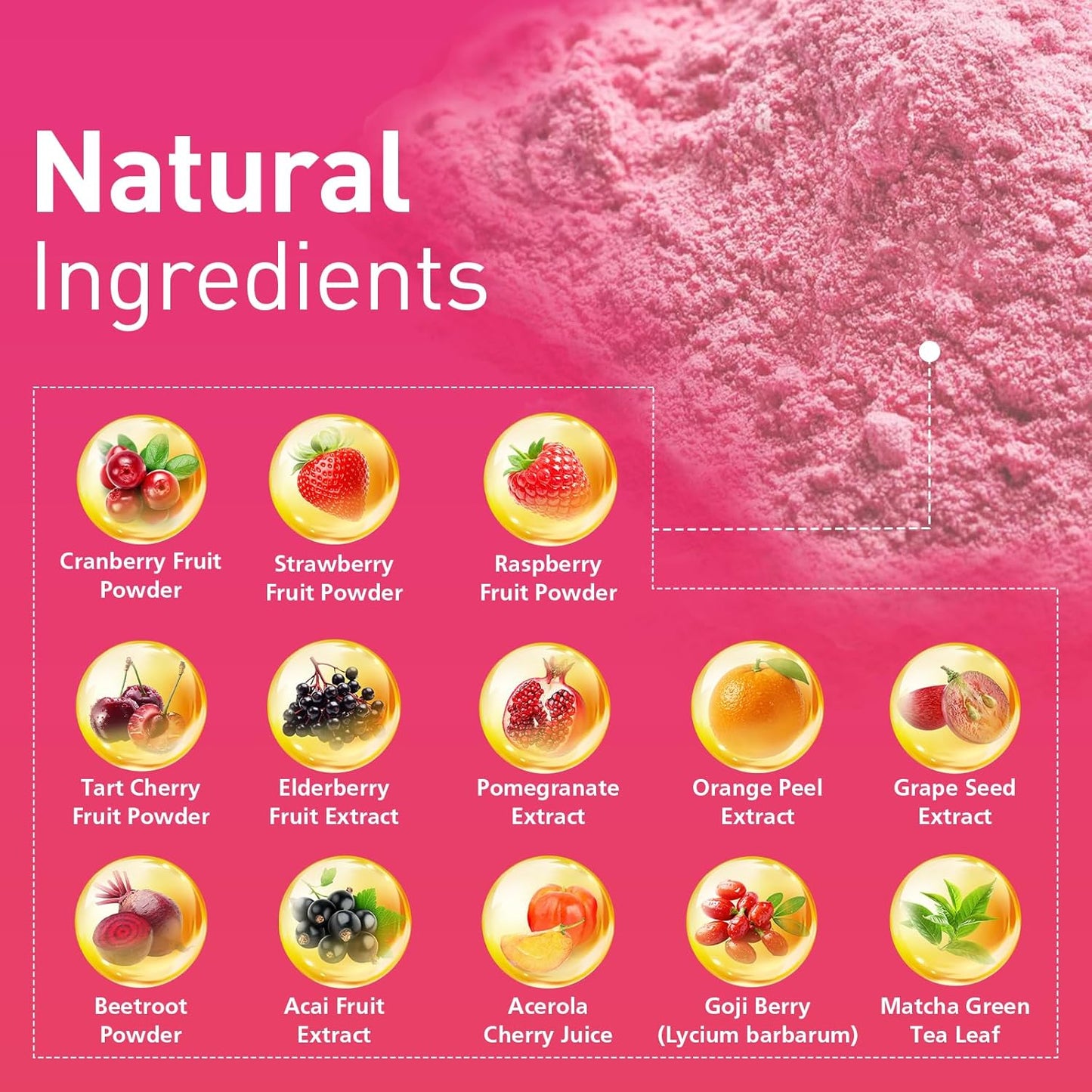 Migcopat Superfood Fiber Powder with Probiotics, Prebiotics, Digestive Enzymes, Vitamin C, Inulin, Magnesium, 14G Fiber Supplement for Digestive Support & Skin Health, Strawberry, 40 Serv.