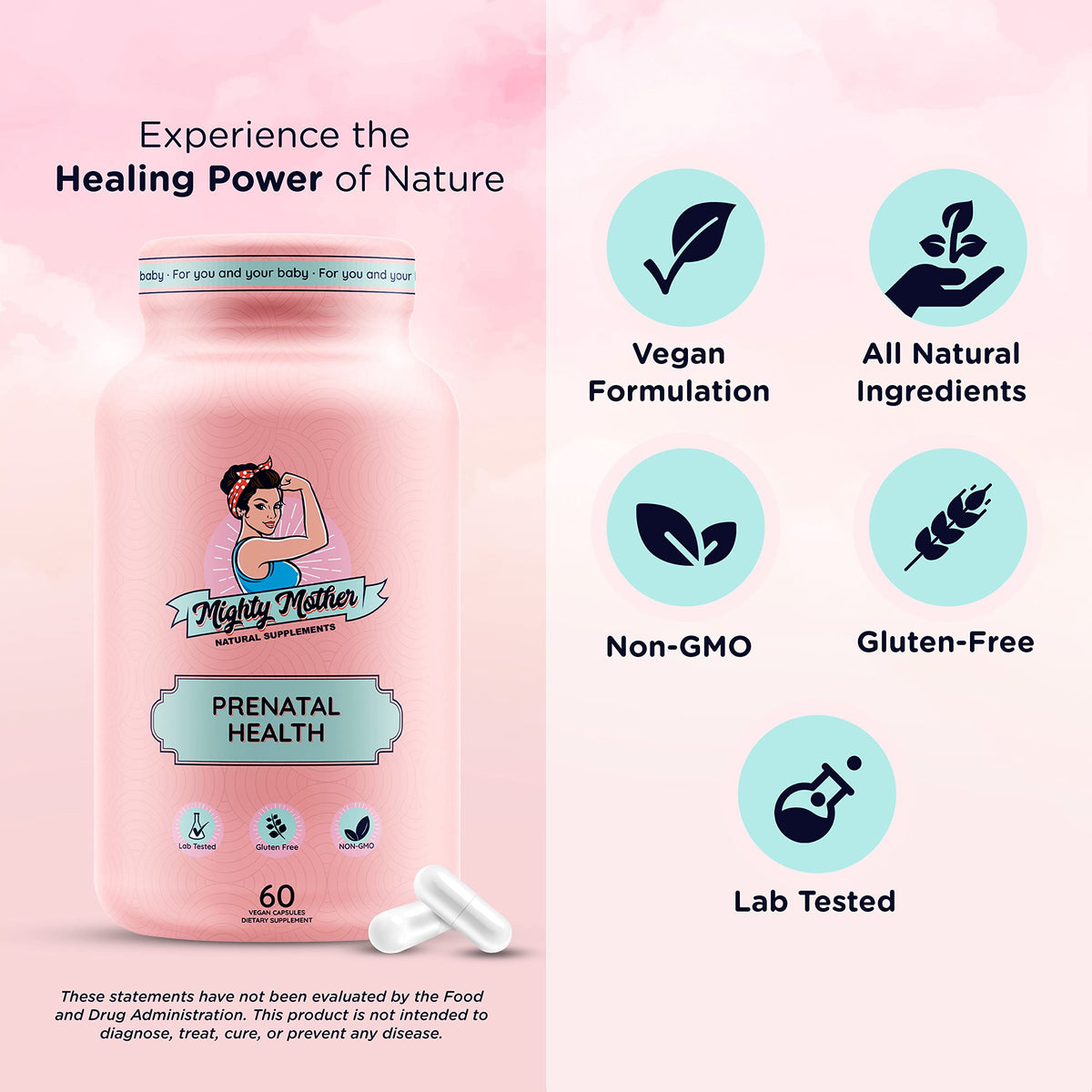 Mighty Mother Conception Fertility Prenatal Vitamins with, Iron, Folic Acid, Zinc, Biotin, Vitamin C