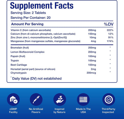 Cartilage Ligament and Tendon Supplement - Clinical Restorative Joint Support Formula with Bovine Cartilage Minerals & Proteolytic Enzymes for Comfort Mobility & Recovery Support - 20 Servings
