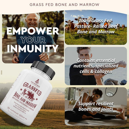 Ancestral Supplements Grass-Fed Beef Liver & Bone Marrow Capsules, 3000mg, Supports Energy, Digestion, Immunity, Skin, Oral Health, Joint Wellness, Non-GMO, Freeze-Dried, 180 Capsules