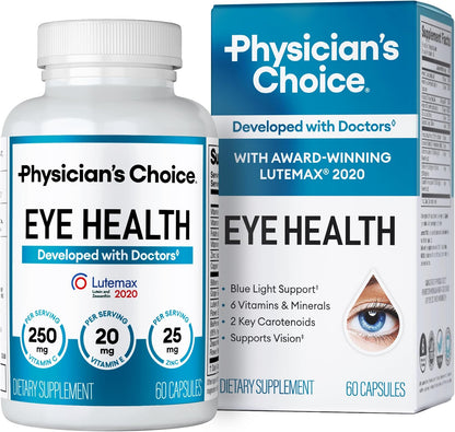 Physician's Choice Eye Health - Lutein, Zeaxanthin & Bilberry Extract - Supports Eye Strain, Dry Eyes, and Vision Health - 2 Award-Winning Clinically Proven Eye Vitamin Ingredients - Carotenoid Blend