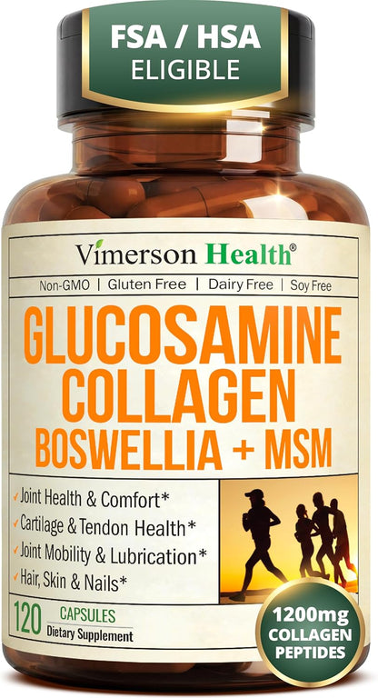 1200mg Glucosamine + 1200mg Hydrolyzed Collagen – Joint Supplement 120 Caps