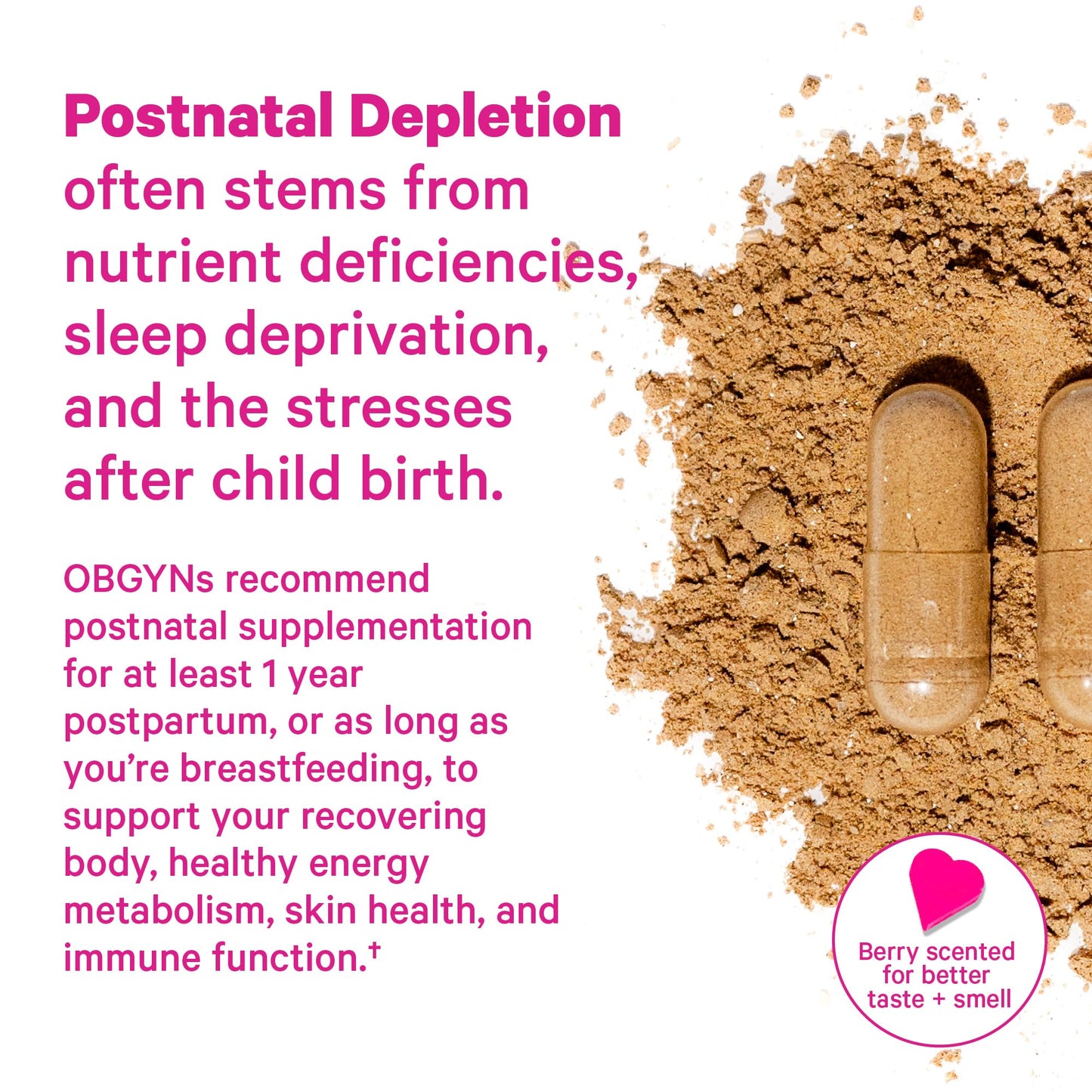 Pink Stork Postpartum Mood Support, 30-Day Supply | Postnatal Supplement for Women, Breastfeeding Friendly, Ashwagandha, Saffron, DHA, Methylated B12, Stress & Cognitive Support