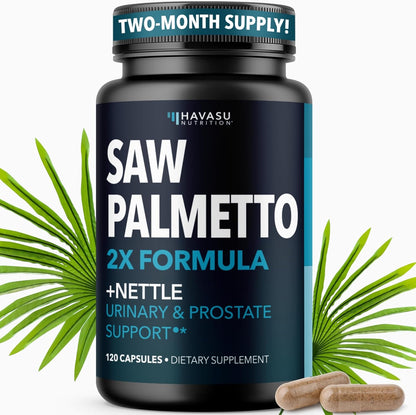 Saw Palmetto and Nettle Root Extract, Prostate Health Supplement, 120 Count | DHT Blocker and Prostate Health Supplement for Men, Supports Urinary Tract Health and Flow, Vegan, Non-GMO, 60-Day Supply