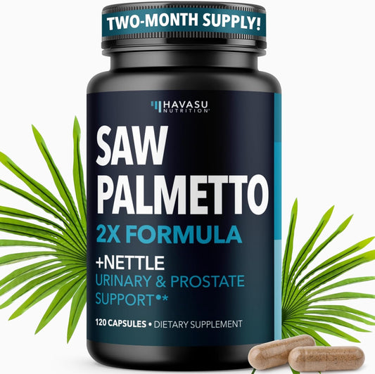 Saw Palmetto and Nettle Root Extract, Prostate Health Supplement, 120 Count | DHT Blocker and Prostate Health Supplement for Men, Supports Urinary Tract Health and Flow, Vegan, Non-GMO, 60-Day Supply