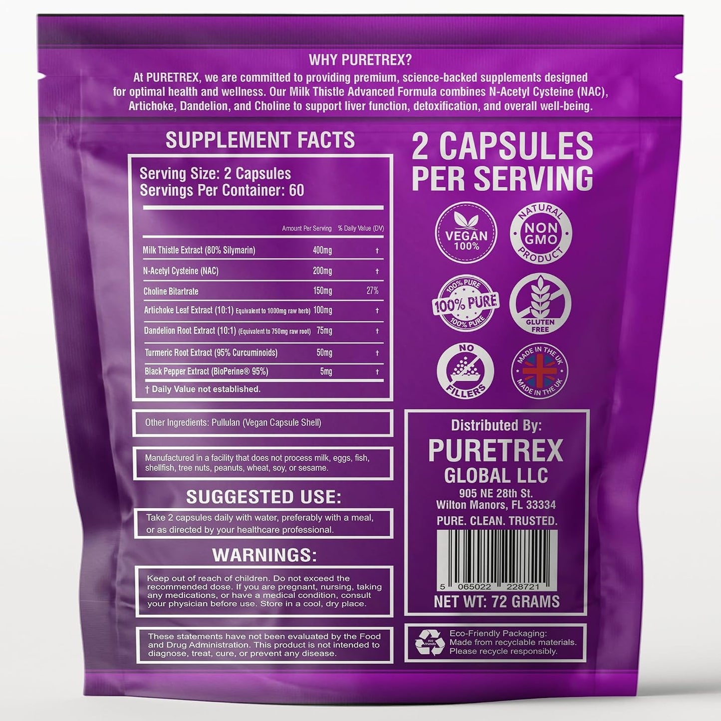 Milk Thistle Supplement - 120 Vegan Capsules, Advanced Liver Support Complex with NAC, Artichoke, Dandelion, Choline, Turmeric & BioPerine, Liver Detox, Cleanse, Bloating Relief & Digestion