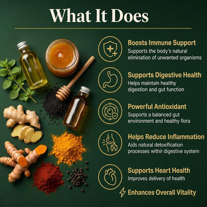 Organic Oil of Oregano Drops with Black Seed Oil, Wild Herbal Extract 93% Carvacrol, Liquid Tincture with Ginger & Manuka Honey UMF 25+, High Potency Botanical Blend, 60ml