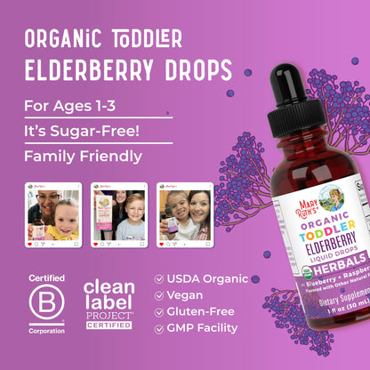 MARYRUTH'S Elderberry Liquid Drops for Adults & Kids | Immune Support | Antioxidant | 150mg Elderberry Extract | USDA Organic | CLP Purity Award | Sugar Free | Vegan | Non-GMO | Gluten Free | 1 oz