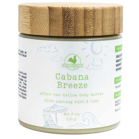 Hearth & Homestead Cabana Breeze Tallow After Sun Lotion, Cooling XL | Grass-fed tallow rich in vitamins A, D, E and K Works on sunburn, windburn, and dry summer skin